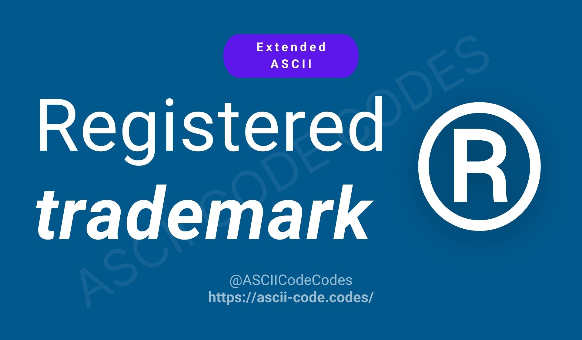 Registered Trademark ASCII code (®)